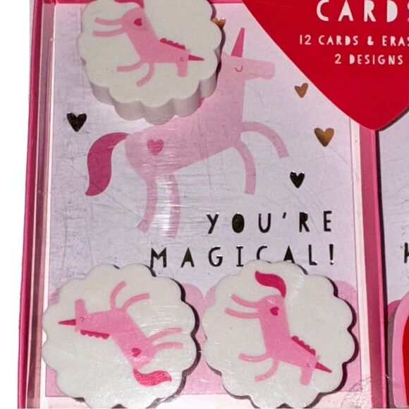 **SOLD** My Mind’s Eye 12 Pack Pink Rainbows & Unicorns Valentine’s Day Cards - Picture 7 of 10